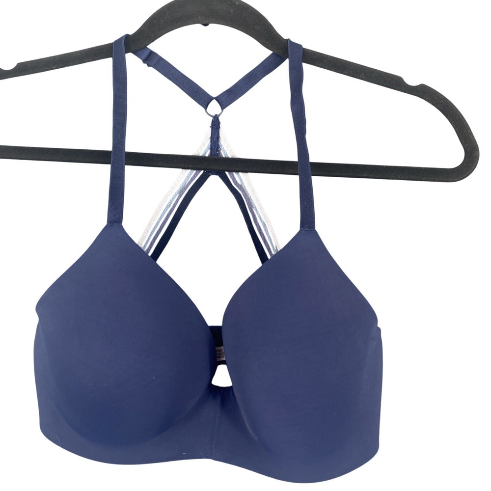 Victorias Secret 32DD Blue Wireless T-Shirt Bra Lightly Lined RN 54867 CA 23226